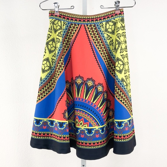 Flying Tomato Yellow Blue Multi Color Print Skirt - Picture 4 of 6